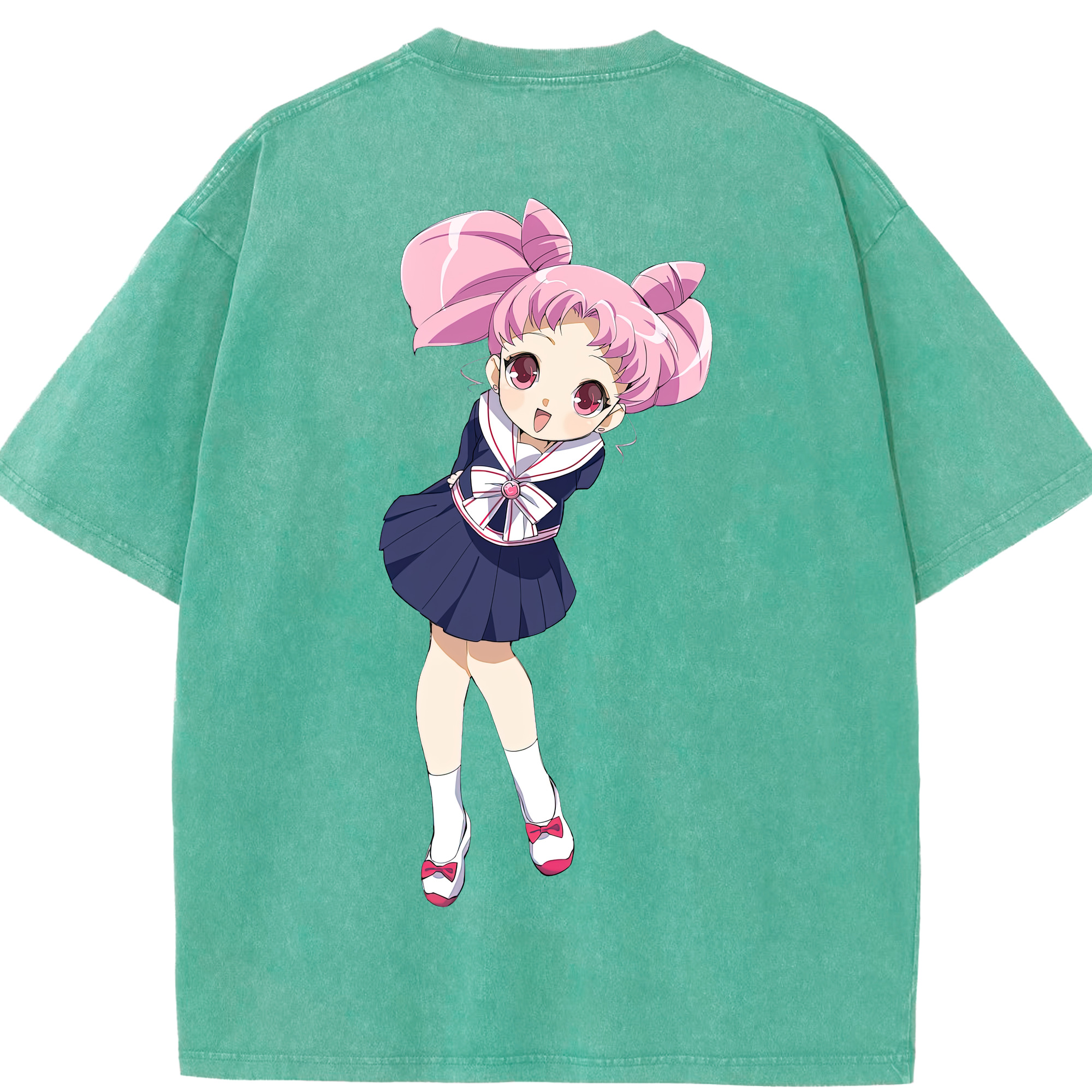 （画像用） 美少女戦士セーラームーン ちびうさ Sailor Moon Chibiusa Tsukino Usagi Small Lady Serenity 綿100% ヴィンテージ風 半袖Tシャツ（背面プリント）